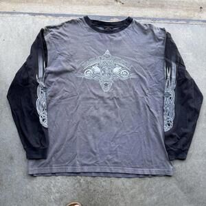 Vintage Harley Davidson Tribal grunge faded long sleeve Los Angeles Size XL